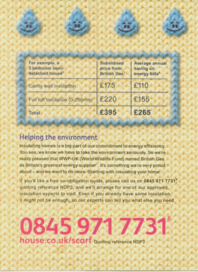 Leaflet from British Gas fancy background text almost unreadable