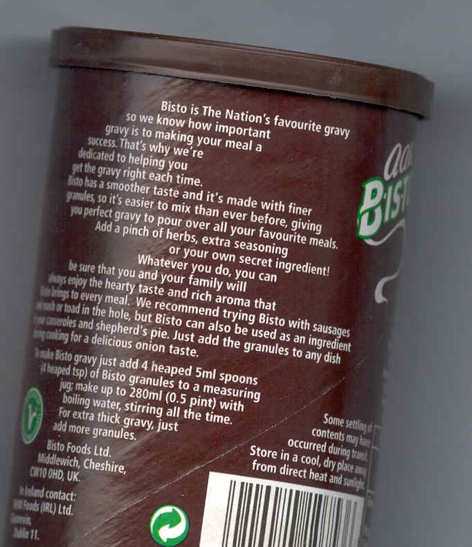 Bisto gravy example of Good labelling