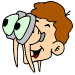 Picture of Head with large eyes searching  just above google search button